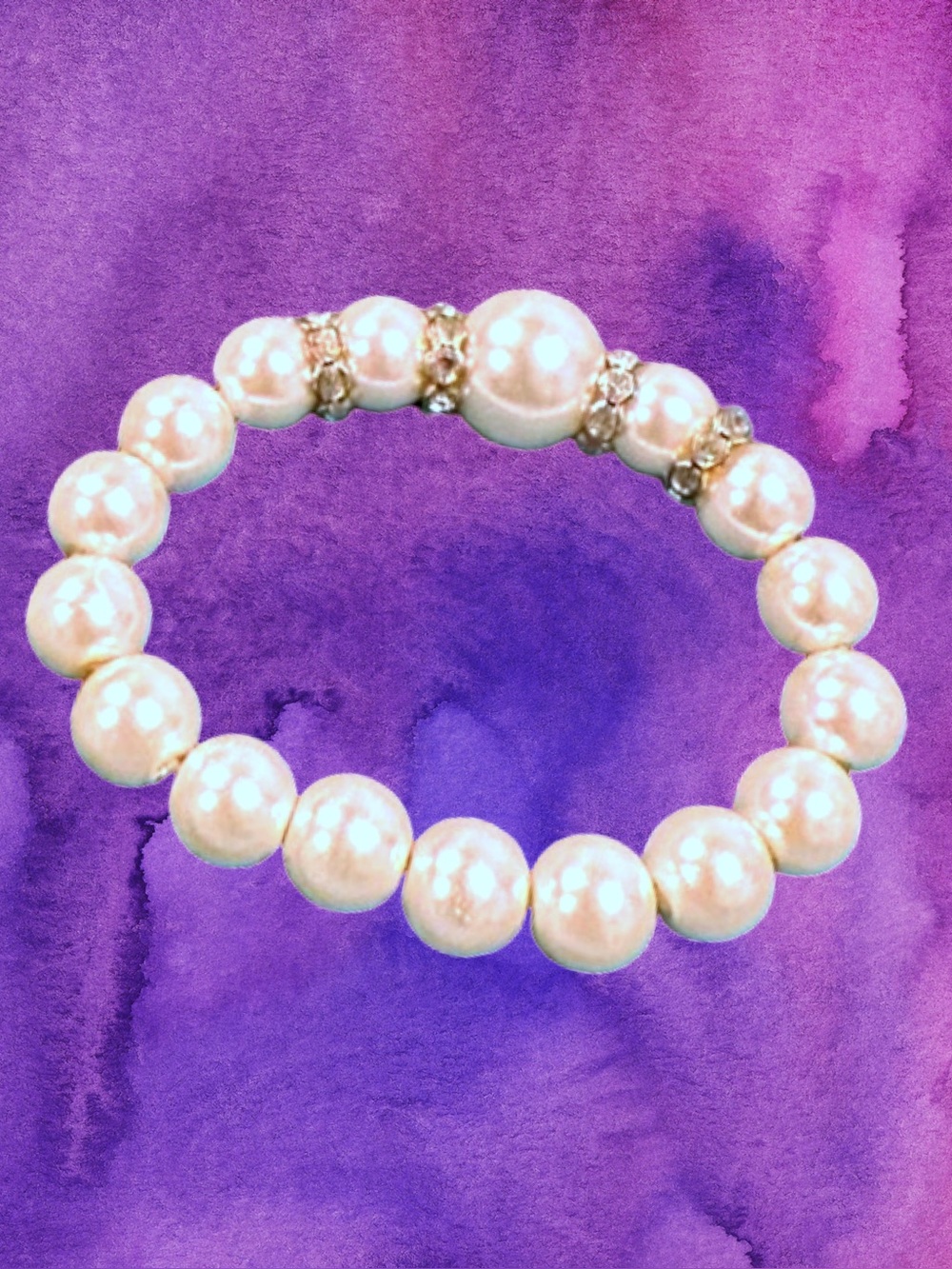 🆕Women’s Stretchy Diamond Real Cultured Cream Pearl Bracelet❤️❤️